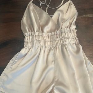 Satin low back romper